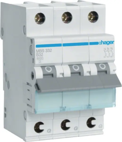 Hager Leitungsschutzschalter MBS332 B32 3-Polig Quick Connect 6kA