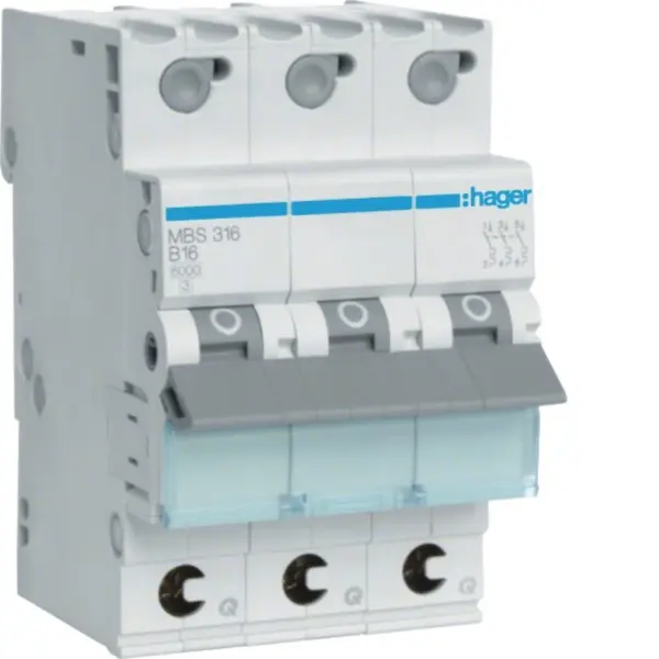 Hager Leitungsschutzschalter B16 MBS316 16A 3-Polig Quick Connect