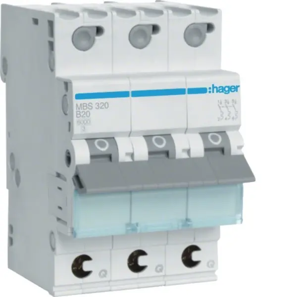Hager Leitungsschutzschalter MBS320 B20 3-Polig Quick Connect 6kA