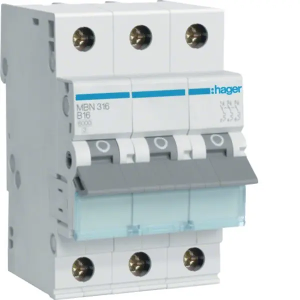 Hager Leitungsschutzschalter B16 MBN316 16A 3-Polig schraubbar
