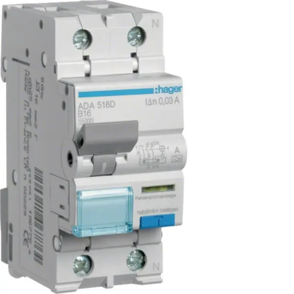 Hager FI/LS-Schutzschalter ADA516D B16 2-Polig 30mA 10kA