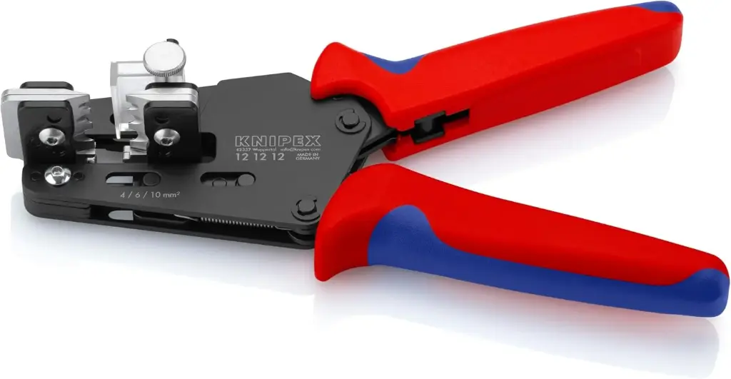 KNIPEX Präzisions-Abisolierzange mit Formmessern, 12 12 12 PV-Kabel, 4 / 6 / 10 mm², Abisolierwerkzeug, Kabel Abisolierer