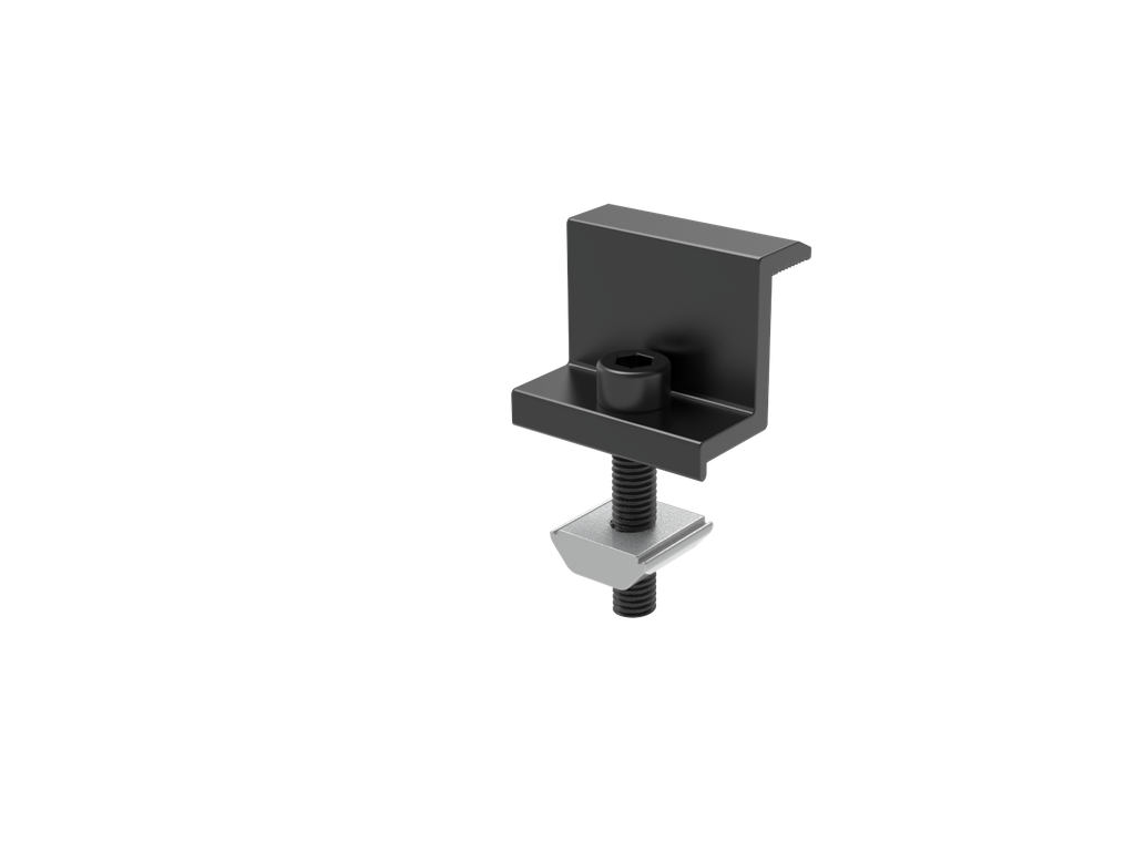 Endklemme 30mm mit Schraube und Nutenstein SCHWARZ