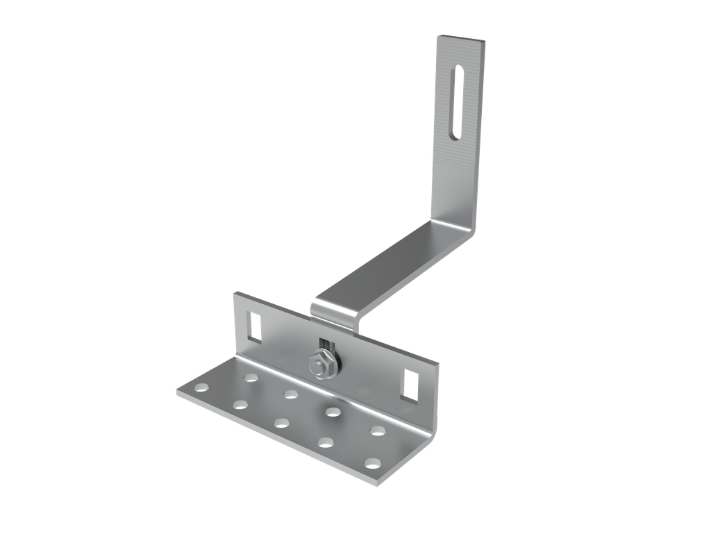 Zweifach verstellbarer Dachhaken gerillt + Nutenstein + Schraube