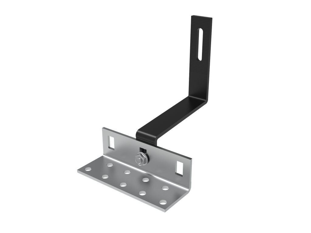 SCHWARZ # Zweifach verstellbarer Dachhaken gerillt + Nutenstein + Schraube