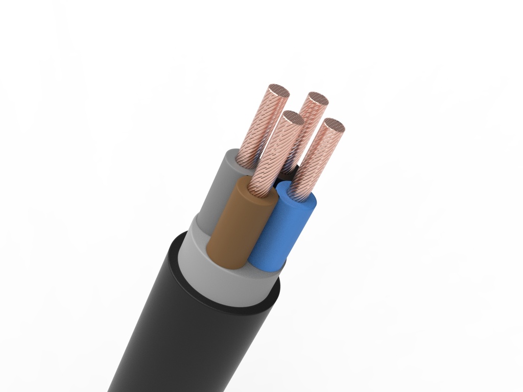 AC Gummischlauchleitung H07RN-F 4x2.5mm², flexibel, Schwarz/Braun/Grau/Blau, 200m