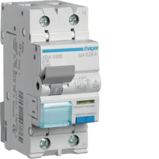 [790142] Hager FI/LS-Schutzschalter ADA516D B16 2-Polig 30mA 10kA