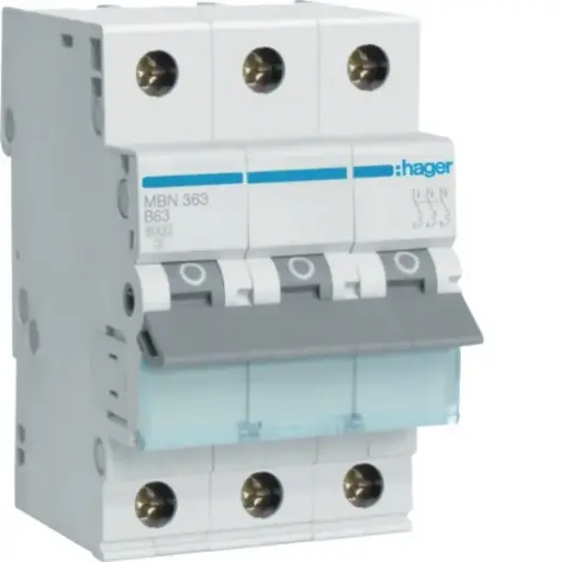 [790147] Hager Leitungsschutzschalter 3pol. B-63A, 6kA MBN363