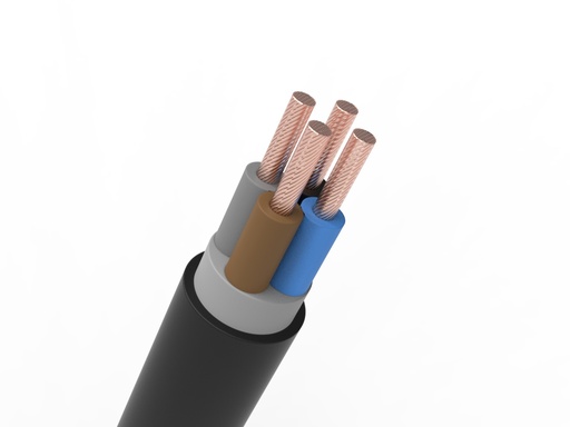 [790008] AC Gummischlauchleitung H07RN-F 4x6mm², flexibel, Schwarz/Braun/Grau/Blau, 100m